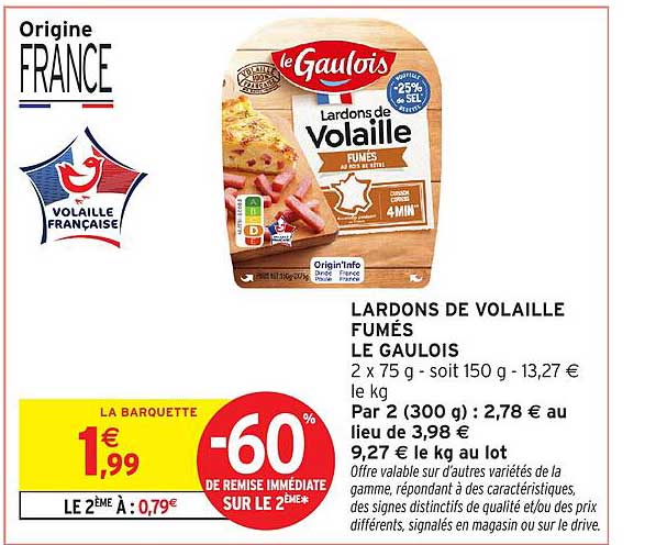 LARDONS DE VOLAILLE FUMÉS LE GAULOIS