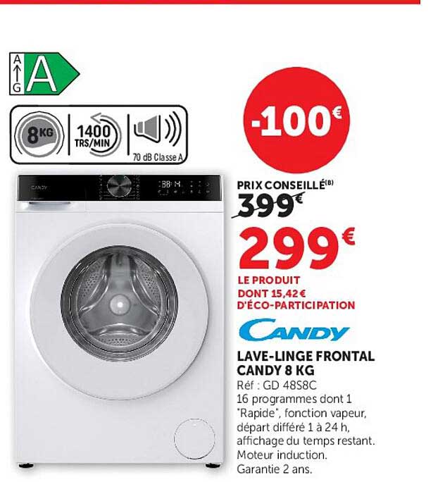 LAVE-LINGE FRONTAL CANDY 8 KG