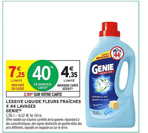 LESSIVE LIQUIDE FLEURS FRAÎCHES X 44 LAVAGES GENIE