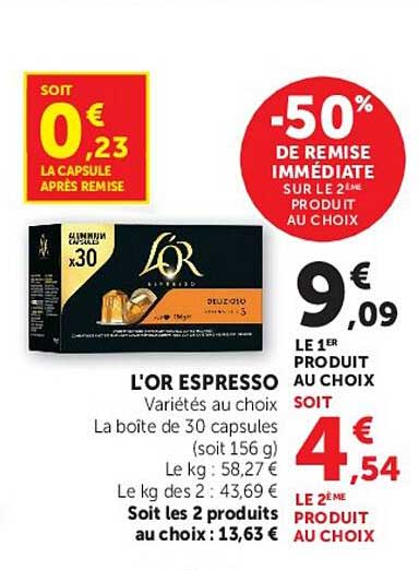 L’OR ESPRESSO Variétés au choix