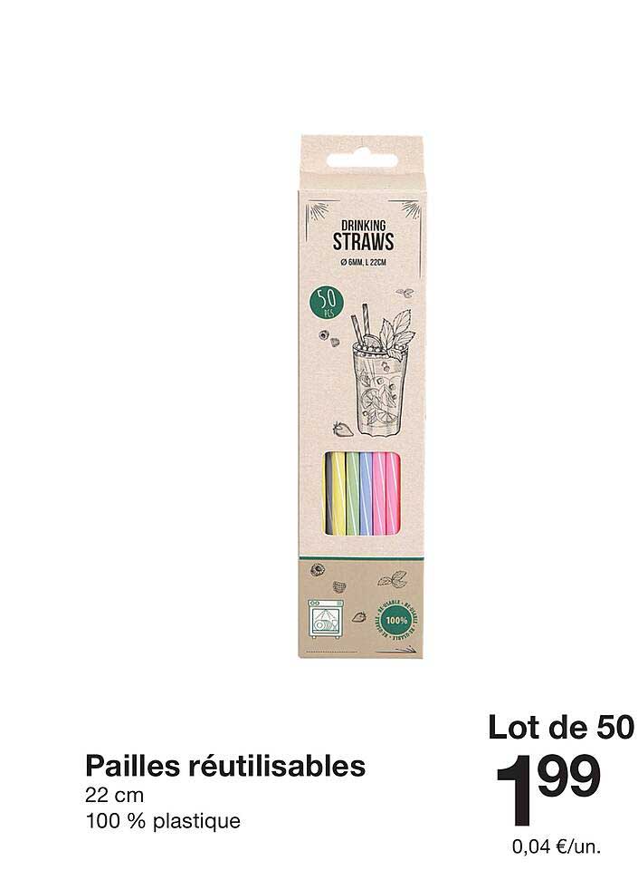 Lot de 50 Pailles réutilisables