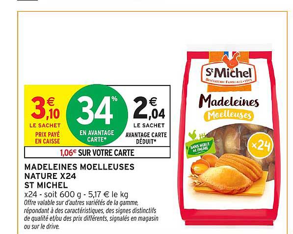MADELEINES MOELLEUSES NATURE X24 ST MICHEL