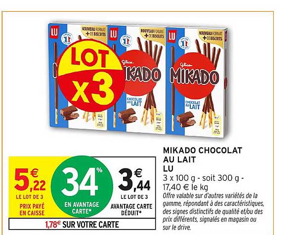 MIKADO CHOCOLAT AU LAIT LU