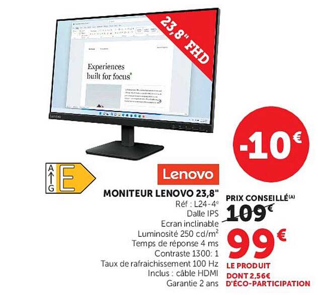 MONITEUR LENOVO 23,8"