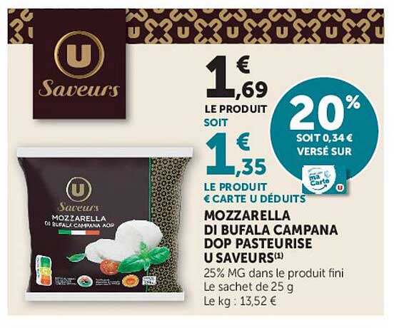 MOZZARELLA DI BUFALA CAMPANA DOP PASTEURISÉ U SAVEURS(1)