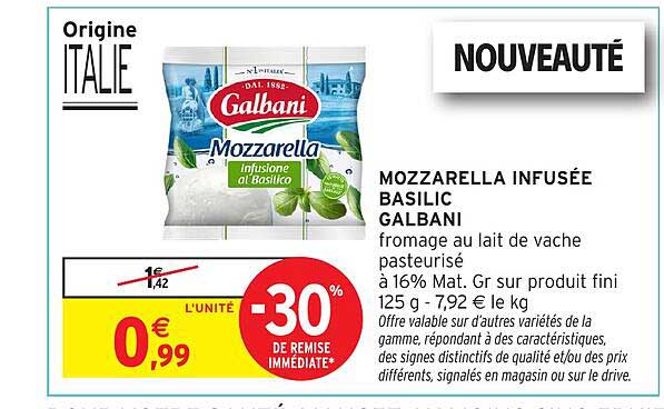 MOZZARELLA INFUSÉE BASILIC GALBANI