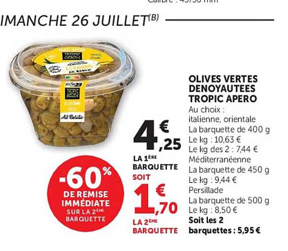 OLIVES VERTES DENOYAUTEES TROPIC APERO