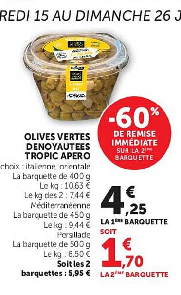 OLIVES VERTES DENOYAUTEES TROPIC APERO