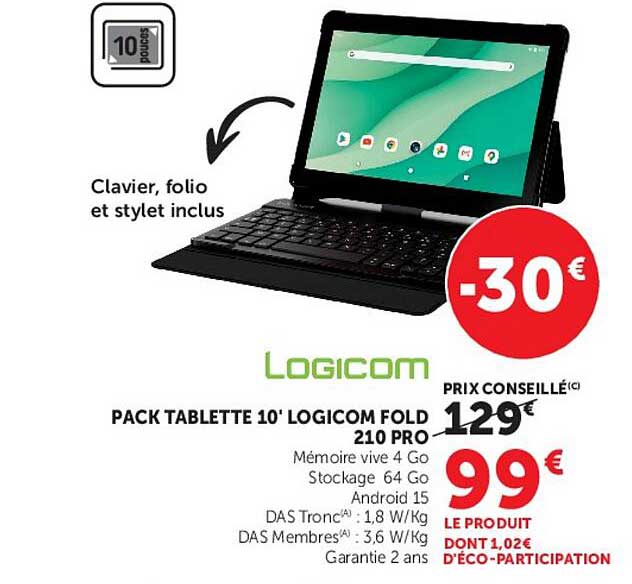PACK TABLETTE 10' LOGICOM FOLD 210 PRO