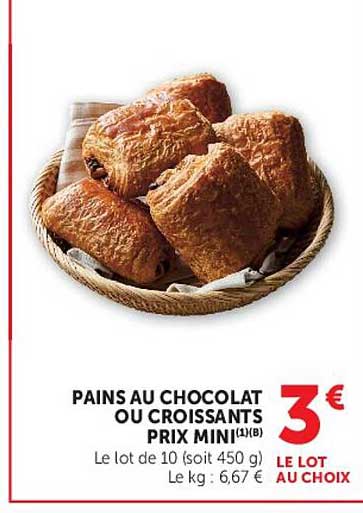 PAINS AU CHOCOLAT OU CROISSANTS PRIX MINI