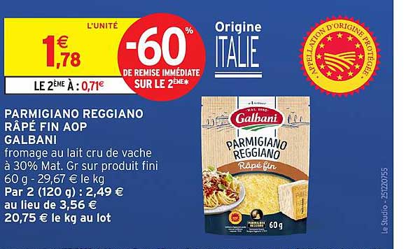 PARMIGIANO REGGIANO RÂPÉ FIN AOP GALBANI