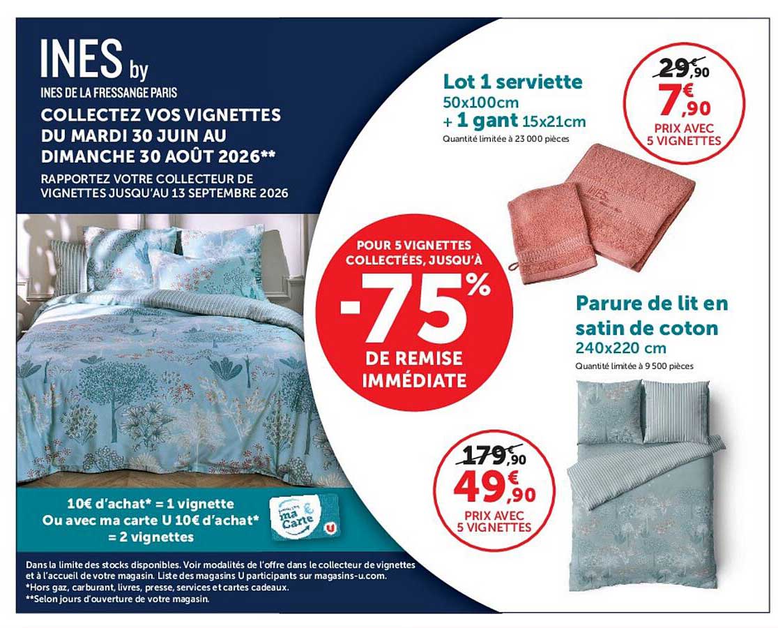 Parure de lit en satin de coton 240x220 cm