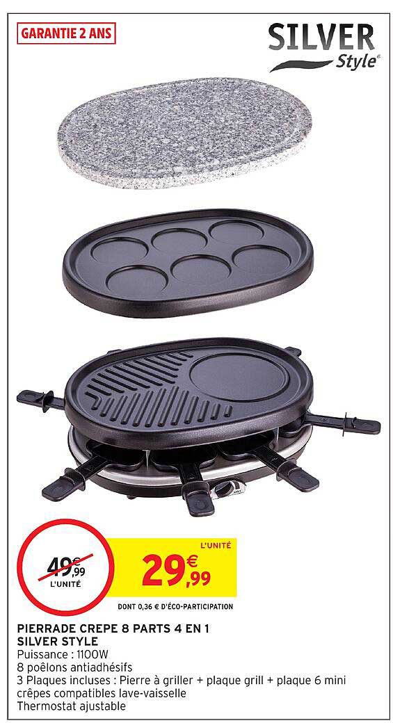 PIERRADE CREPE 8 PARTS 4 EN 1 SILVER STYLE