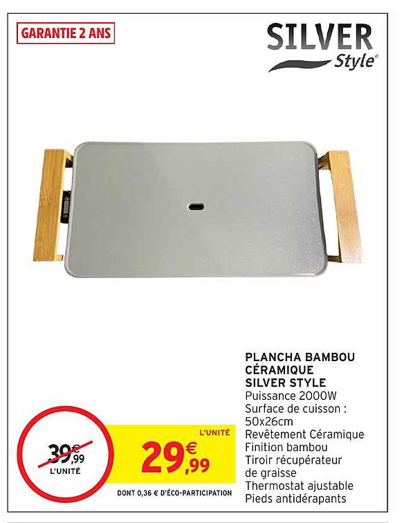 PLANCHA BAMBOU CÉRAMIQUE SILVER STYLE