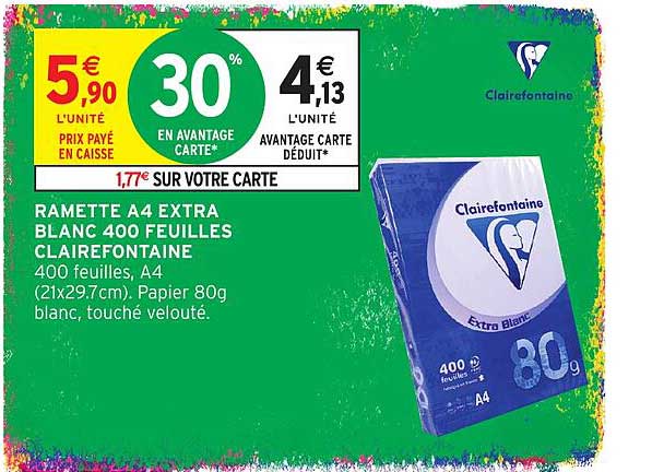 RAMETTE A4 EXTRA BLANC 400 FEUILLES CLAIREFONTAINE
