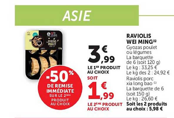 RAVIOLIS WEI MING Gyozas poulet ou légumes