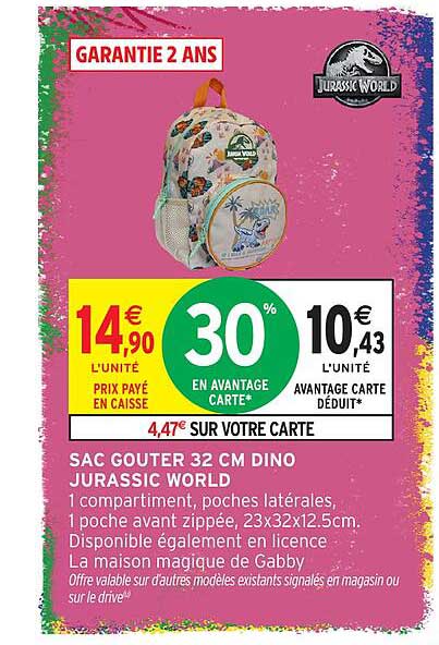 SAC GOUTER 32 CM DINO JURASSIC WORLD