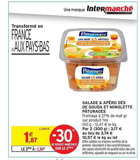 SALADE & APÉRO DÉS DE GOUDA ET MIMOLETTE PÂTURAGES