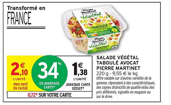 SALADE VÉGÉTAL TABOULÉ AVOCATO PIERRE MARTINET