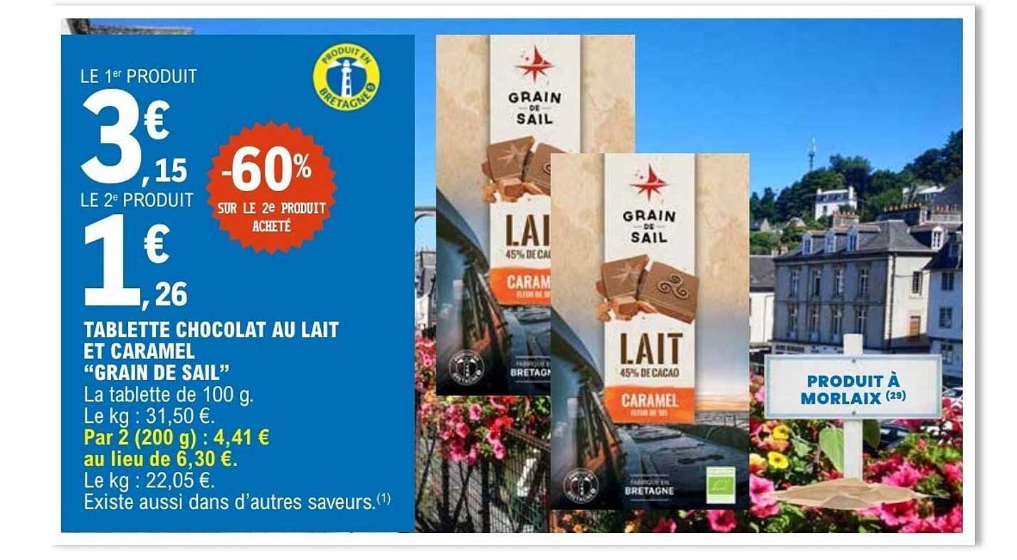 TABLETTE CHOCOLAT AU LAIT ET CARAMEL “GRAIN DE SAIL”