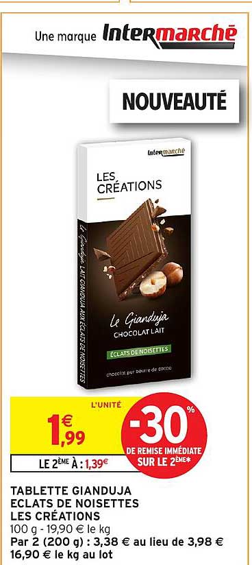 TABLETTE GIANDUJA ECLATS DE NOISETTES LES CRÉATIONS