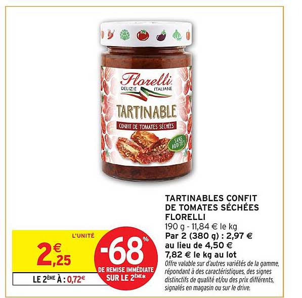 TARTINABLES CONFIT DE TOMATES SÉCHÉES FLORELLI
