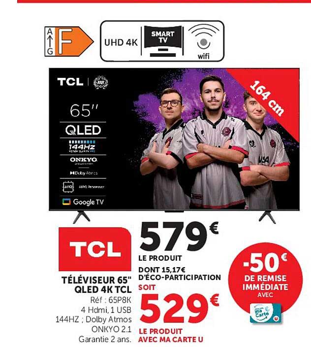 TÉLÉVISEUR 65" QLED 4K TCL