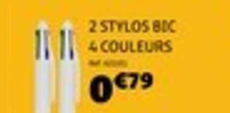 2 STYLOS BIC 4 COULEURS