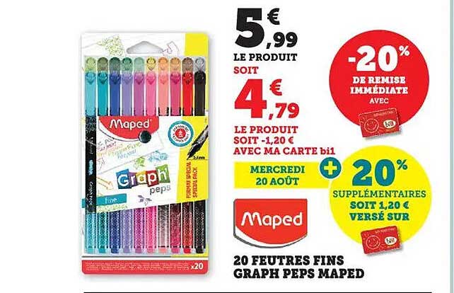 20 Feutres fins Graph’peps Maped