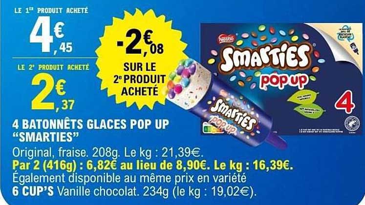 4 Bâtonnets Glaces Pop Up "Smarties"
