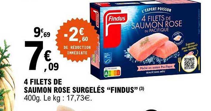 4 FILETS DE SAUMON ROSE SURGELÉS "FINDUS"
