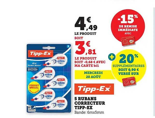 5 RUBANS CORRECTEUR TIPPEX