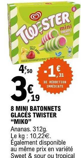 8 MINI BATONNETS GLACÉS TWISTER MIKO