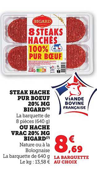 8 STEAKS HACHÉS 100% PUR BŒUF