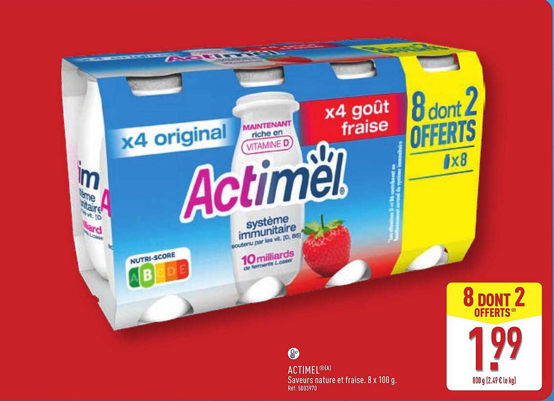 ACTIMEL x4 original et x4 goût fraise