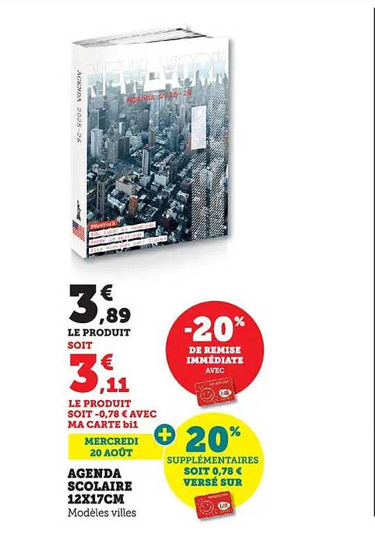 Agenda Scolaire 12x17cm - NEW YORK