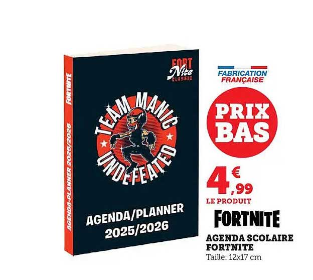 AGENDA SCOLAIRE FORTNITE 2025/2026