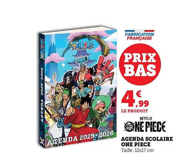 AGENDA SCOLAIRE ONE PIECE 2025-2026