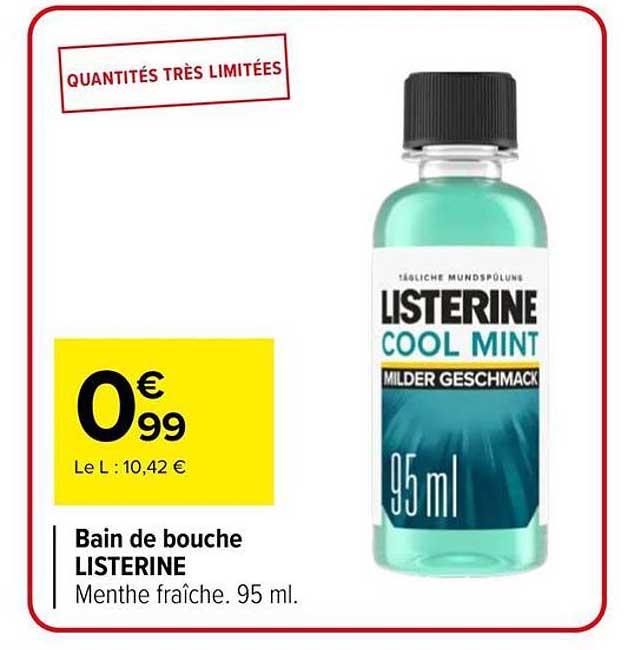Bain de bouche LISTERINE Menthe fraîche. 95 ml.