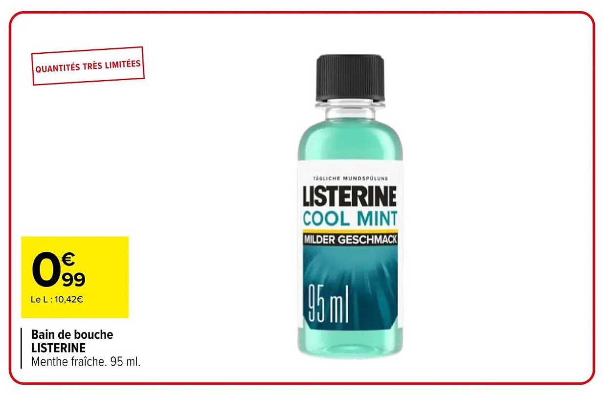 Bain de bouche LISTERINE Menthe fraîche. 95 ml.