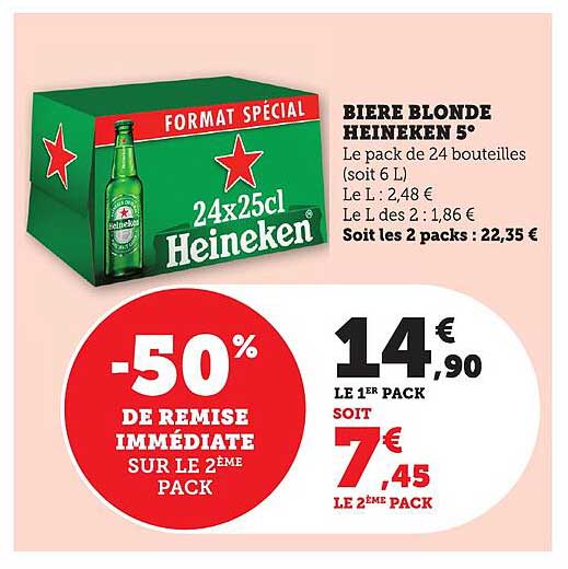 BIERE BLONDE HEINEKEN 5°