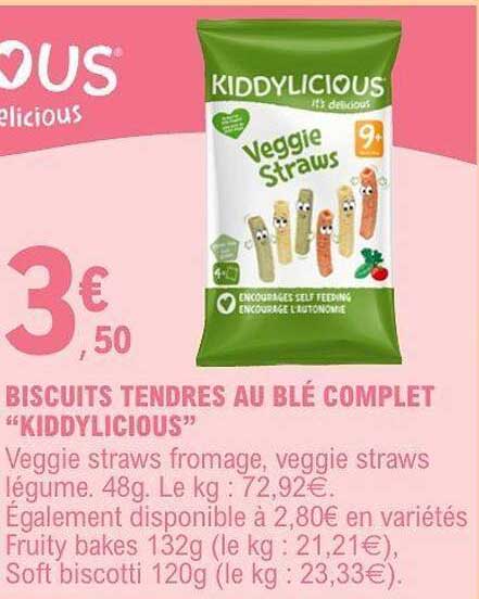 BISCUITS TENDRES AU BLÉ COMPLET "KIDDYLICIOUS"