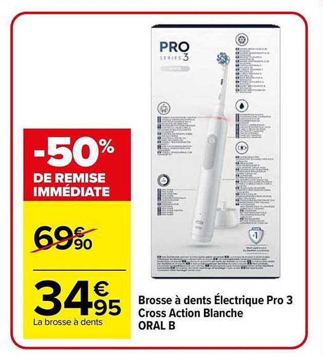 Brosse à dents Électrique Pro 3 Cross Action Blanche ORAL B