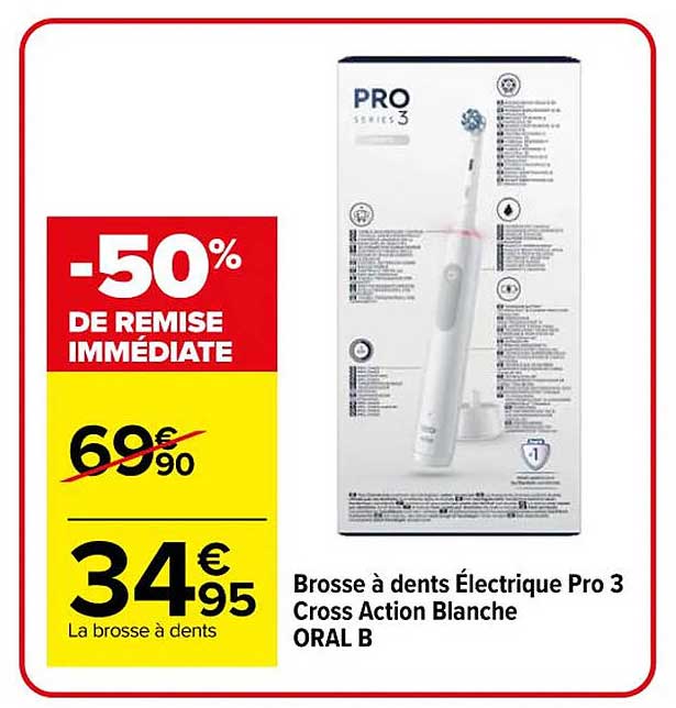 Brosse à dents Électrique Pro 3 Cross Action Blanche ORAL B