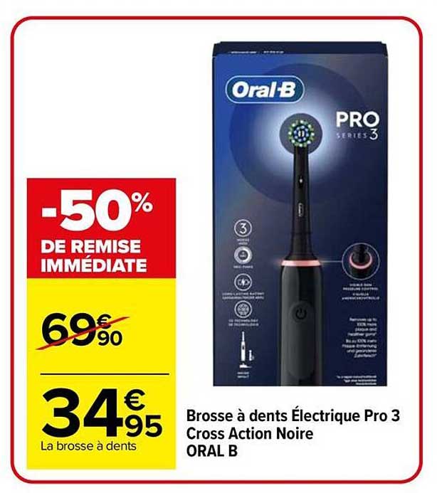 Brosse à dents Électrique Pro 3 Cross Action Noire