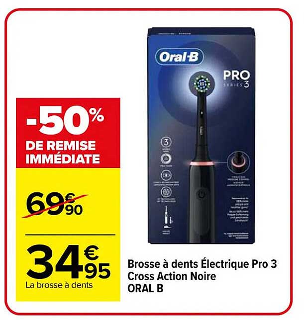 Brosse à dents Électrique Pro 3 Cross Action Noire ORAL B