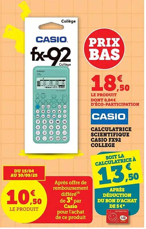 CALCULATRICE SCIENTIFIQUE CASIO FX92 COLLÈGE