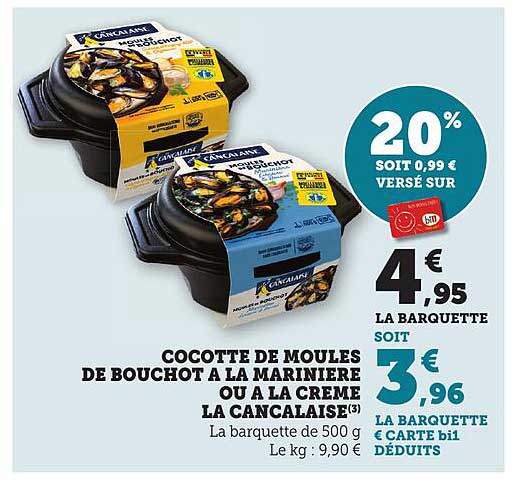 Cocotte de moules de Bouchot à la marinière ou à la crème La Cancalaise