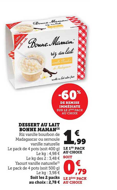 DESSERT AU LAIT BONNE MAMAN