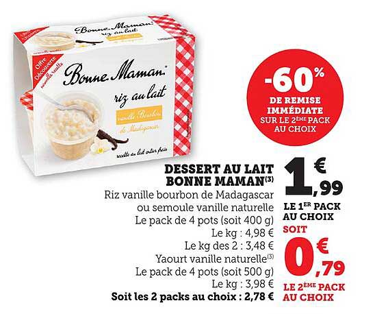 DESSERT AU LAIT Bonne Maman